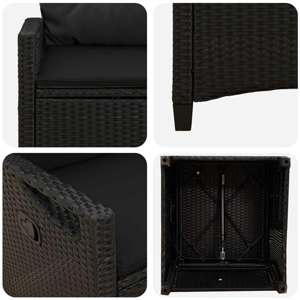 Grote foto vidaxl tuinstoel 2 pcs zwart 56 x 64 x 94 cm staal en polyester tuin en terras tuinmeubelen