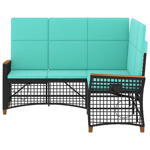 Grote foto vidaxl tuin ligbankset zwart en turquoise 164 x 164 x 112 cm tuin en terras tuinmeubelen
