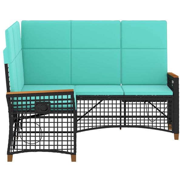 Grote foto vidaxl tuin ligbankset zwart en turquoise 164 x 164 x 112 cm tuin en terras tuinmeubelen