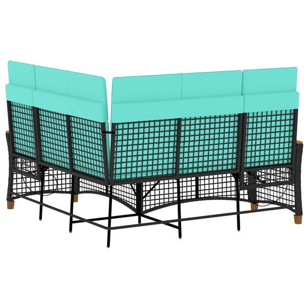Grote foto vidaxl tuin ligbankset zwart en turquoise 164 x 164 x 112 cm tuin en terras tuinmeubelen
