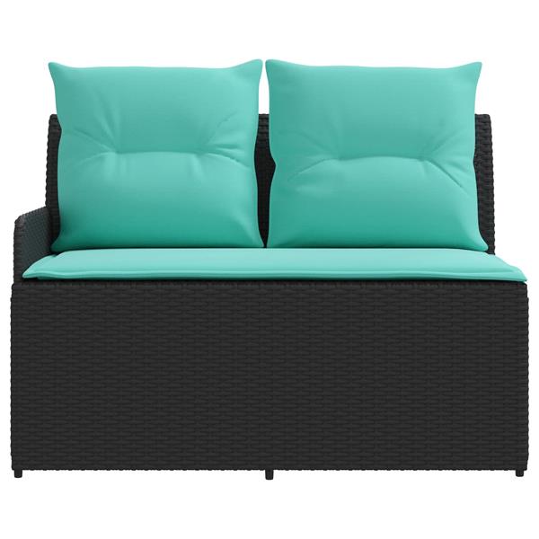 Grote foto vidaxl tuin armsteun sofa met opklaptafel 2 stuk zwart en turquoise tuin en terras tuinmeubelen
