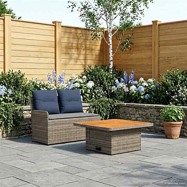 Grote foto vidaxl tuin armsteun sofa met opklaptafel 2 stuk grijs en marineblauw tuin en terras tuinmeubelen