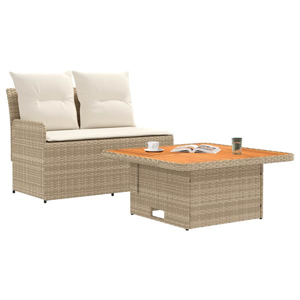 Grote foto vidaxl tuin armsteun sofa met opklaptafel 2 stuk beige en cr me tuin en terras tuinmeubelen