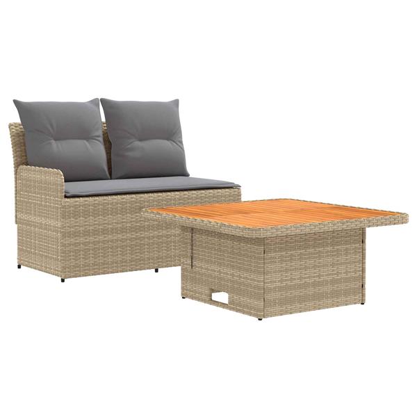 Grote foto vidaxl tuin armsteun sofa met opklaptafel 2 stuk beige en licht grijs tuin en terras tuinmeubelen