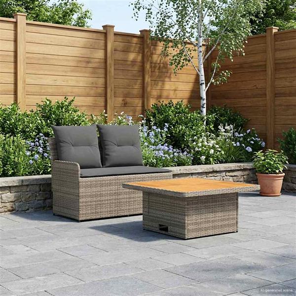 Grote foto vidaxl tuin armsteun sofa met opklaptafel 2 stuk grijs en donkergrijs tuin en terras tuinmeubelen