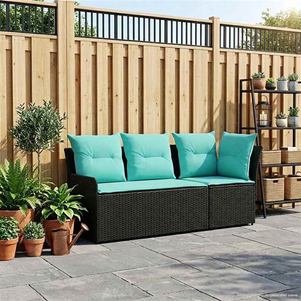 Grote foto vidaxl tuinstoel met armleuning en hoekbank 2 stuk zwart en turquoise tuin en terras tuinmeubelen