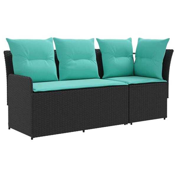 Grote foto vidaxl tuinstoel met armleuning en hoekbank 2 stuk zwart en turquoise tuin en terras tuinmeubelen