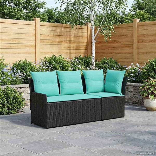 Grote foto vidaxl tuinstoel met armleuning en hoekbank 2 stuk zwart en turquoise tuin en terras tuinmeubelen