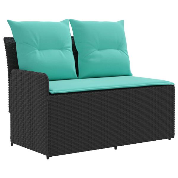 Grote foto vidaxl tuinstoel met armleuning en hoekbank 2 stuk zwart en turquoise tuin en terras tuinmeubelen