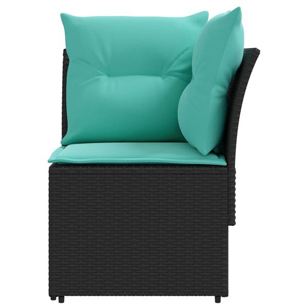 Grote foto vidaxl tuinstoel met armleuning en hoekbank 2 stuk zwart en turquoise tuin en terras tuinmeubelen