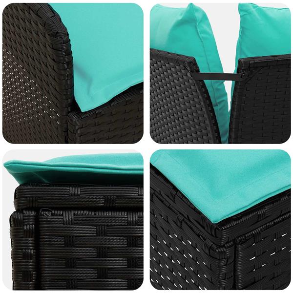 Grote foto vidaxl tuinstoel met armleuning en hoekbank 2 stuk zwart en turquoise tuin en terras tuinmeubelen