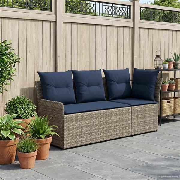 Grote foto vidaxl tuinstoel met armleuning en hoekbank 2 stuk pe rattan tuin en terras tuinmeubelen