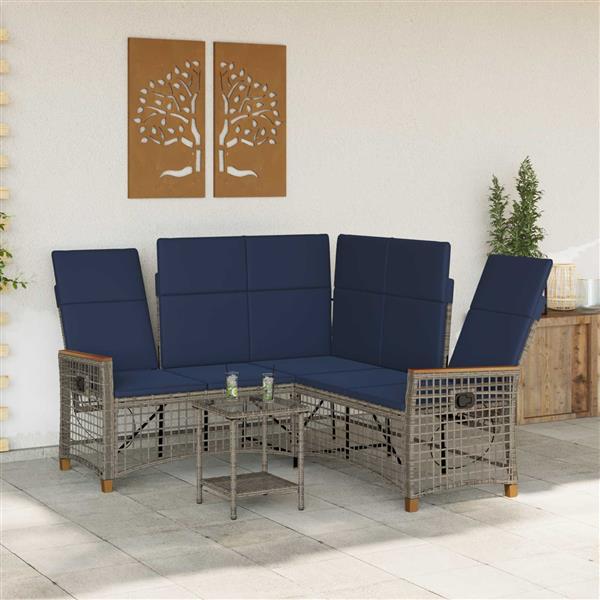 Grote foto vidaxl tuin ligbankset grijs en marineblauw 164 x 164 x 112 cm tuin en terras tuinmeubelen