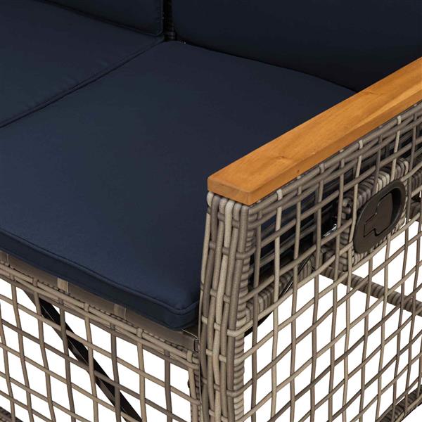 Grote foto vidaxl tuin ligbankset grijs en marineblauw 164 x 164 x 112 cm tuin en terras tuinmeubelen