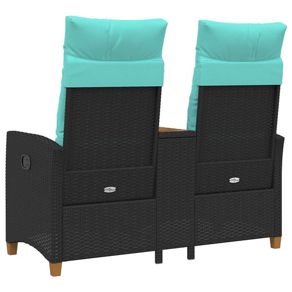 Grote foto vidaxl ligbank met tafel zwart en turquoise 126 x 65 x 112 cm tuin en terras tuinmeubelen