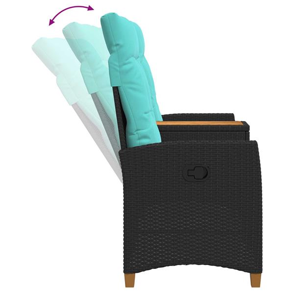 Grote foto vidaxl ligbank met tafel zwart en turquoise 126 x 65 x 112 cm tuin en terras tuinmeubelen