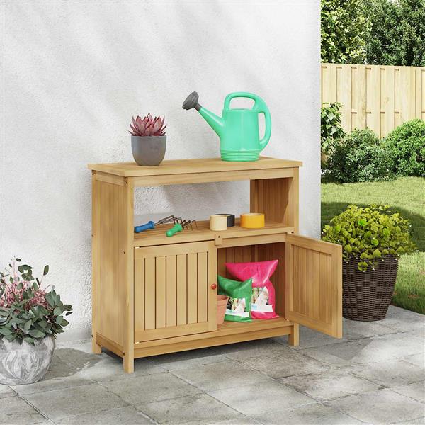 Grote foto vidaxl tuin console tafel licht acacia 80 x 35 x 75 cm tuin en terras tuinmeubelen