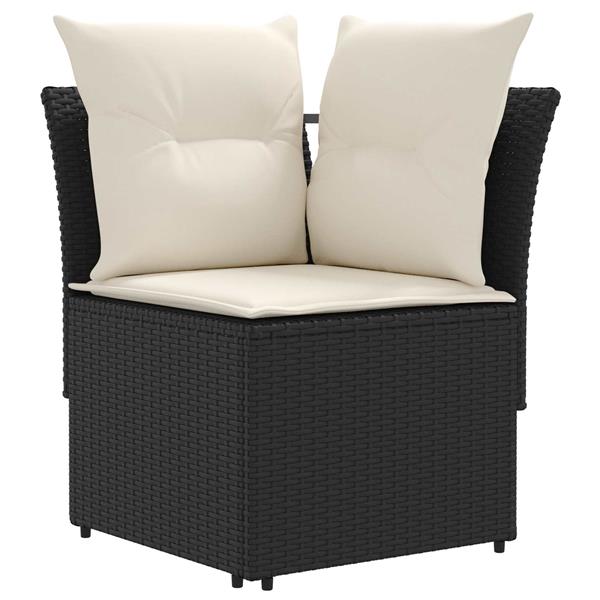 Grote foto vidaxl tuinstoel met armleuning en hoekbank 2 stuk zwart en cr me tuin en terras tuinmeubelen