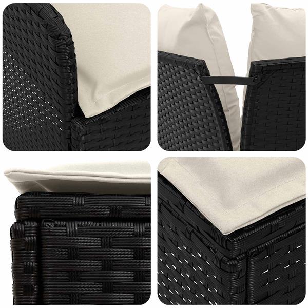 Grote foto vidaxl tuinstoel met armleuning en hoekbank 2 stuk zwart en cr me tuin en terras tuinmeubelen