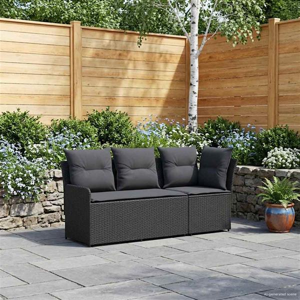 Grote foto vidaxl tuinstoel met armleuning en hoekbank 2 stuk zwart pe rattan tuin en terras tuinmeubelen