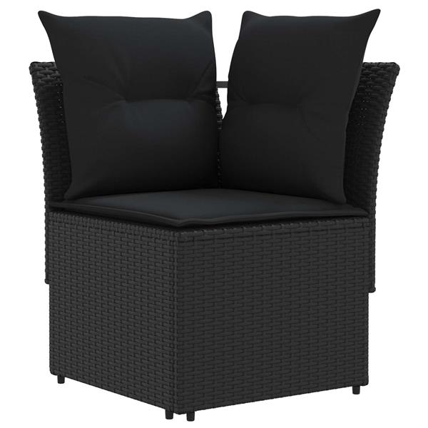 Grote foto vidaxl tuinstoel met armleuning en hoekbank 2 stuk zwart pe rattan tuin en terras tuinmeubelen