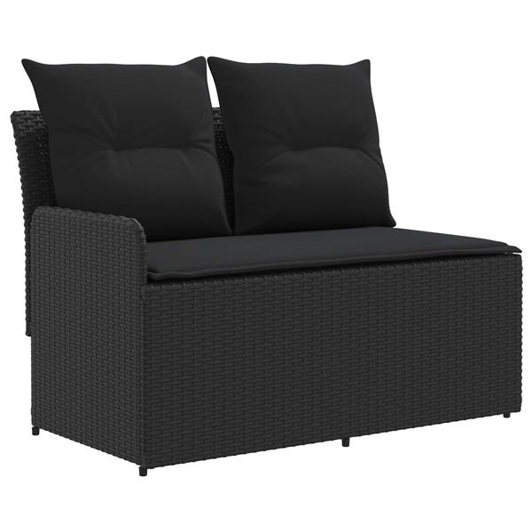 Grote foto vidaxl tuinstoel met armleuning en hoekbank 2 stuk zwart pe rattan tuin en terras tuinmeubelen