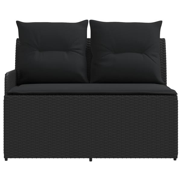 Grote foto vidaxl tuinstoel met armleuning en hoekbank 2 stuk zwart pe rattan tuin en terras tuinmeubelen