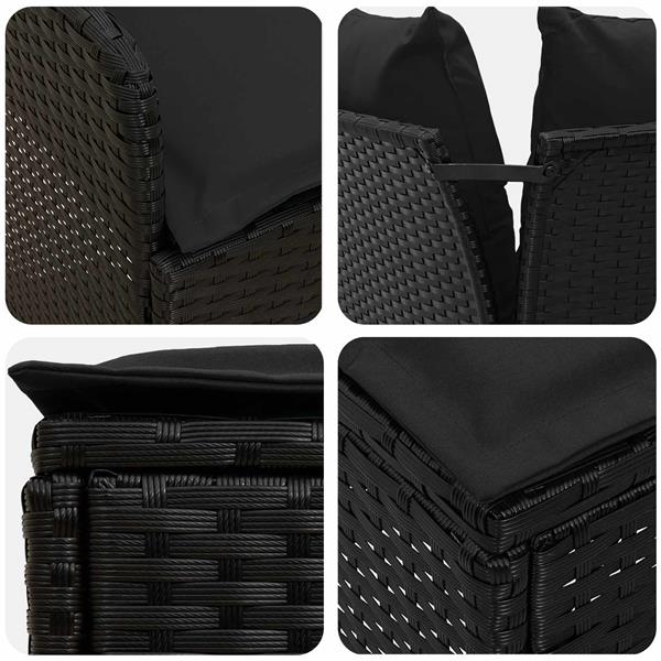 Grote foto vidaxl tuinstoel met armleuning en hoekbank 2 stuk zwart pe rattan tuin en terras tuinmeubelen