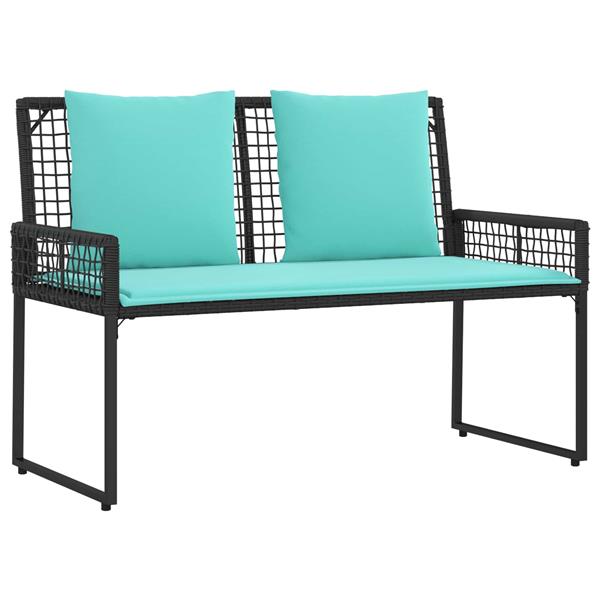 Grote foto vidaxl buitenmeubelset met kussen 4 pcs zwart en turquoise tuin en terras tuinmeubelen