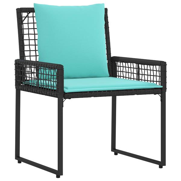 Grote foto vidaxl buitenmeubelset met kussen 4 pcs zwart en turquoise tuin en terras tuinmeubelen