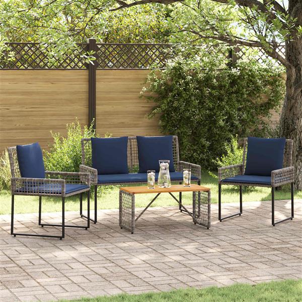 Grote foto vidaxl buitenmeubelset met kussen staal tuin en terras tuinmeubelen