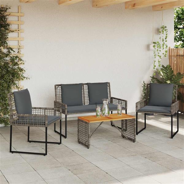 Grote foto vidaxl buitenmeubelset met kussen staal tuin en terras tuinmeubelen