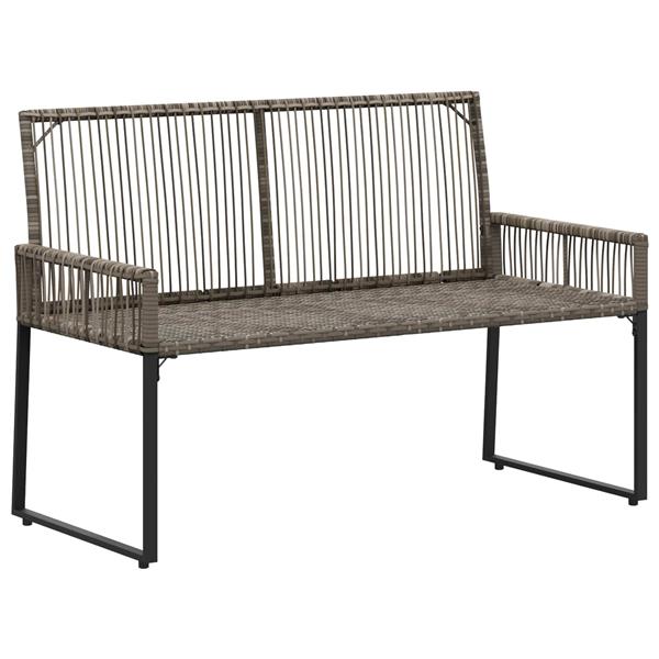 Grote foto vidaxl tuinbank met kussen 4 pcs grijs en marineblauw poly rattan tuin en terras tuinmeubelen