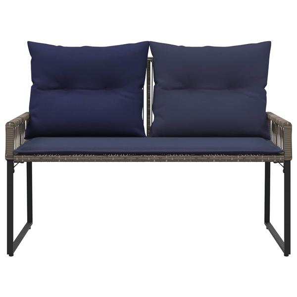 Grote foto vidaxl tuinbank met kussen 4 pcs grijs en marineblauw poly rattan tuin en terras tuinmeubelen