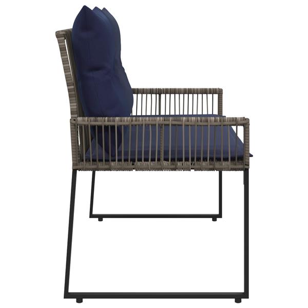 Grote foto vidaxl tuinbank met kussen 4 pcs grijs en marineblauw poly rattan tuin en terras tuinmeubelen