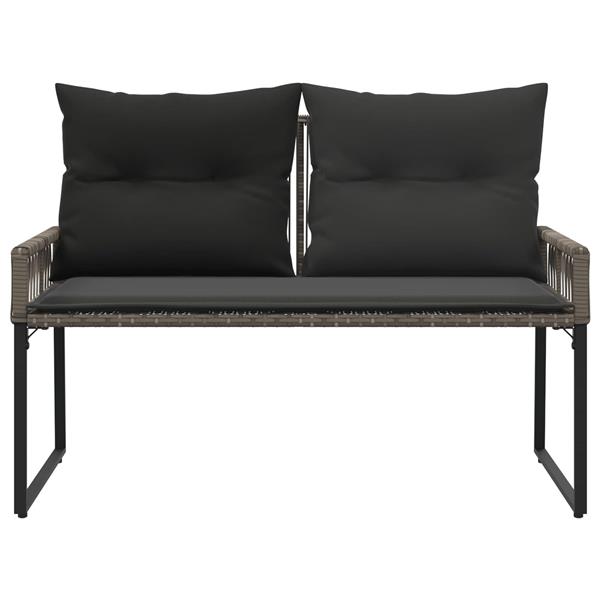 Grote foto vidaxl tuinbank met kussen 4 pcs grijs en donkergrijs poly rattan tuin en terras tuinmeubelen