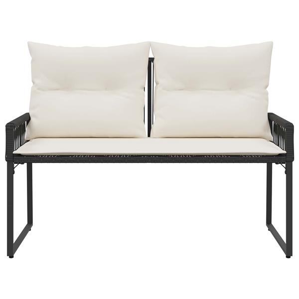 Grote foto vidaxl tuinbank met kussen 4 pcs zwart en cream wit poly rattan tuin en terras tuinmeubelen