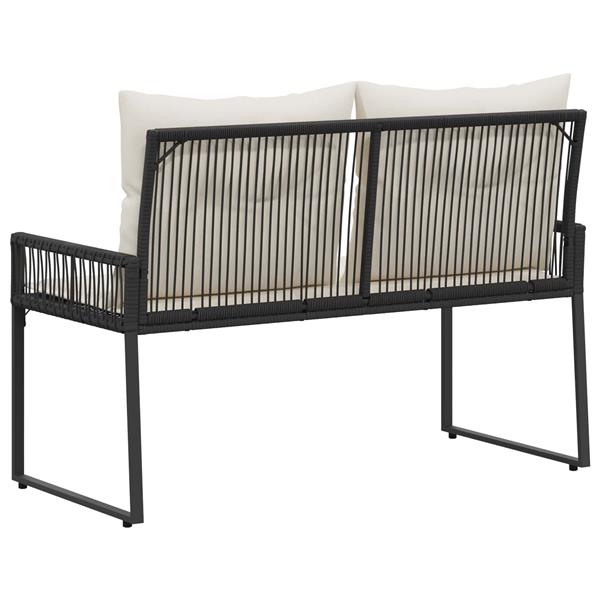 Grote foto vidaxl tuinbank met kussen 4 pcs zwart en cream wit poly rattan tuin en terras tuinmeubelen