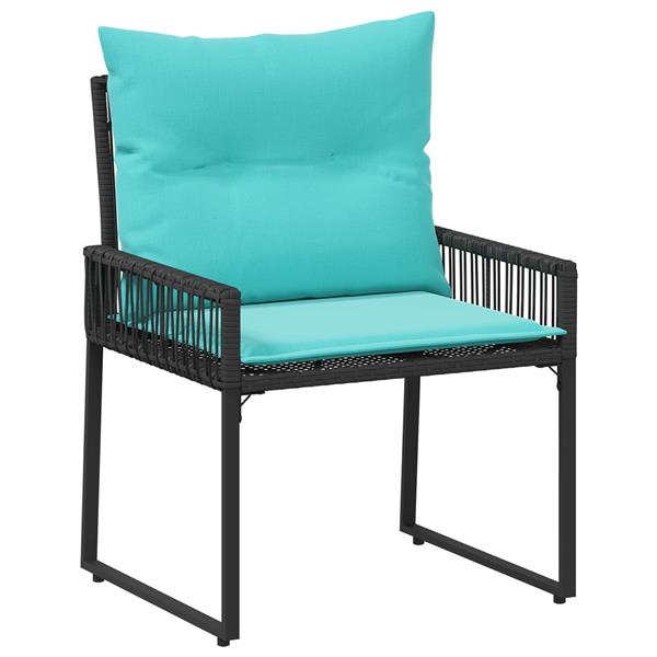 Grote foto vidaxl buitenmeubelset met kussen 7 pcs zwart en turquoise poly rattan tuin en terras tuinmeubelen