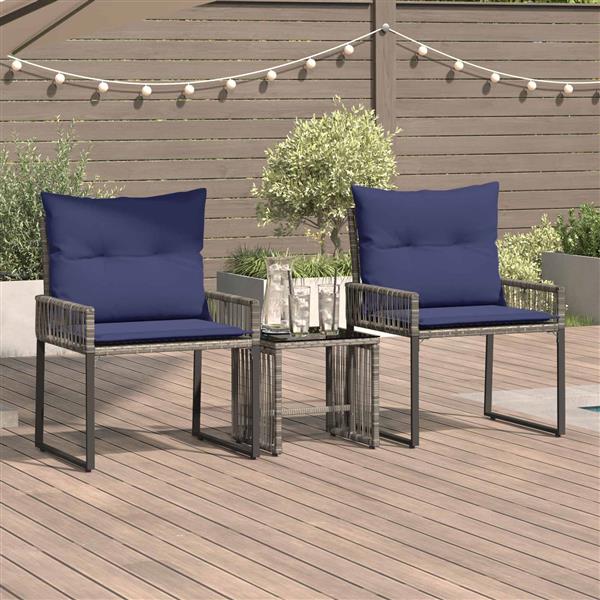Grote foto vidaxl buitenmeubelset 7 pcs grijs en marineblauw poly rattan tuin en terras tuinmeubelen