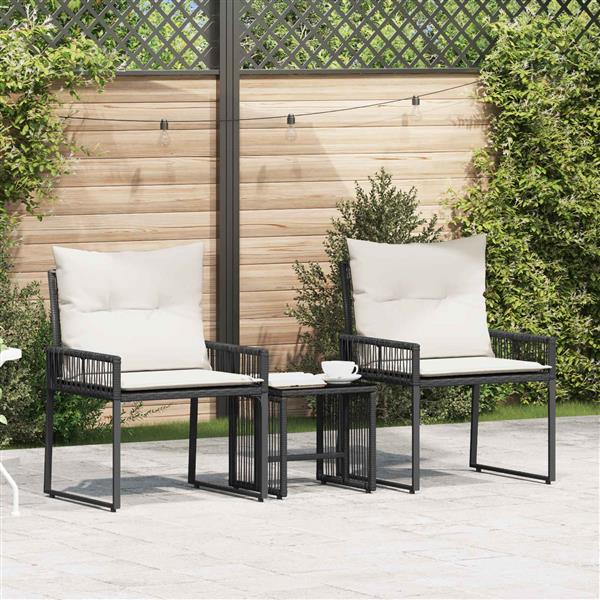 Grote foto vidaxl buitenmeubelset met kussen 7 pcs zwart en cream wit poly rattan tuin en terras tuinmeubelen