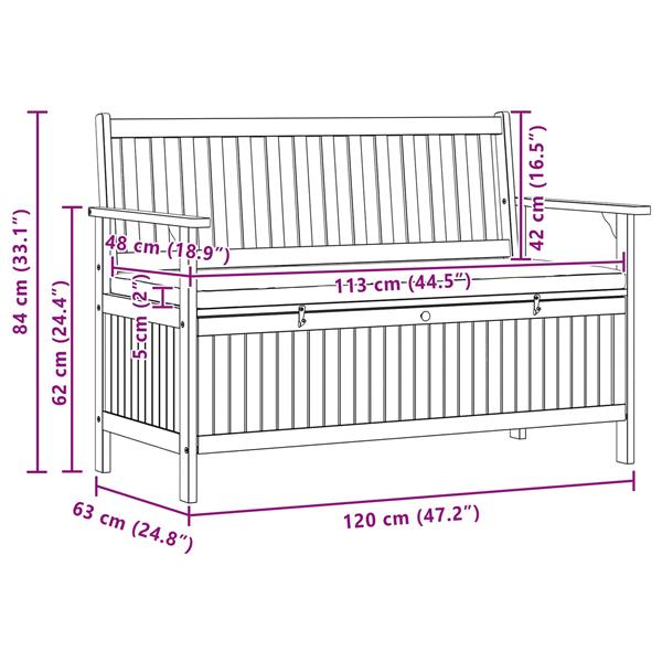 Grote foto vidaxl opslagbank met kussen met opslag met de deur 120 x 63 x 84 cm tuin en terras tuinmeubelen