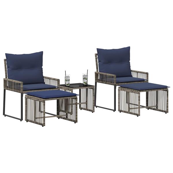 Grote foto vidaxl buitenmeubelset 11 pcs grijs en marineblauw poly rattan tuin en terras tuinmeubelen
