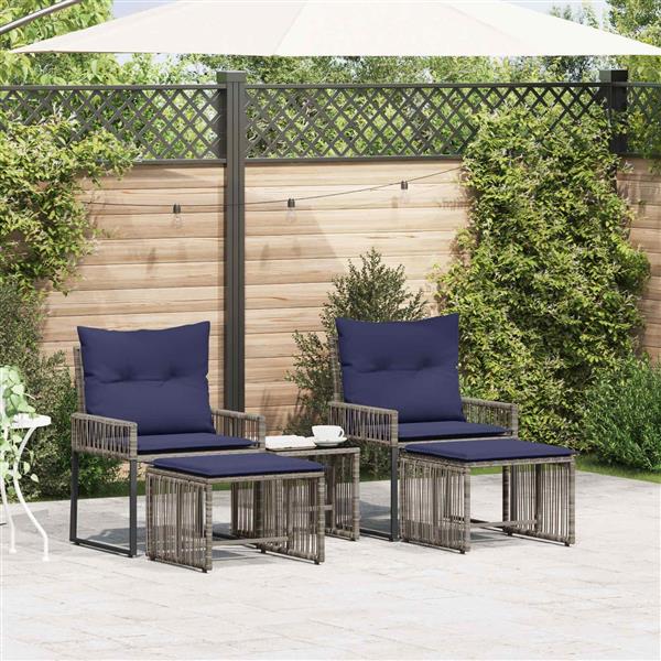 Grote foto vidaxl buitenmeubelset 11 pcs grijs en marineblauw poly rattan tuin en terras tuinmeubelen