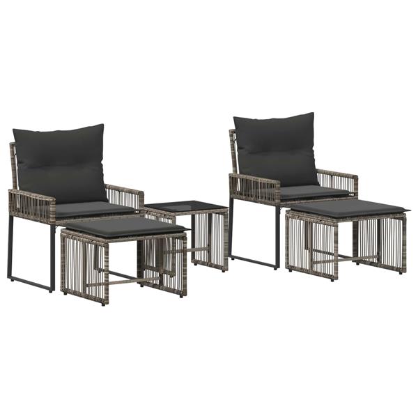 Grote foto vidaxl buitenmeubelset 11 pcs grijs en donkergrijs poly rattan tuin en terras tuinmeubelen