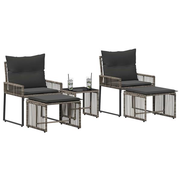 Grote foto vidaxl buitenmeubelset 11 pcs grijs en donkergrijs poly rattan tuin en terras tuinmeubelen