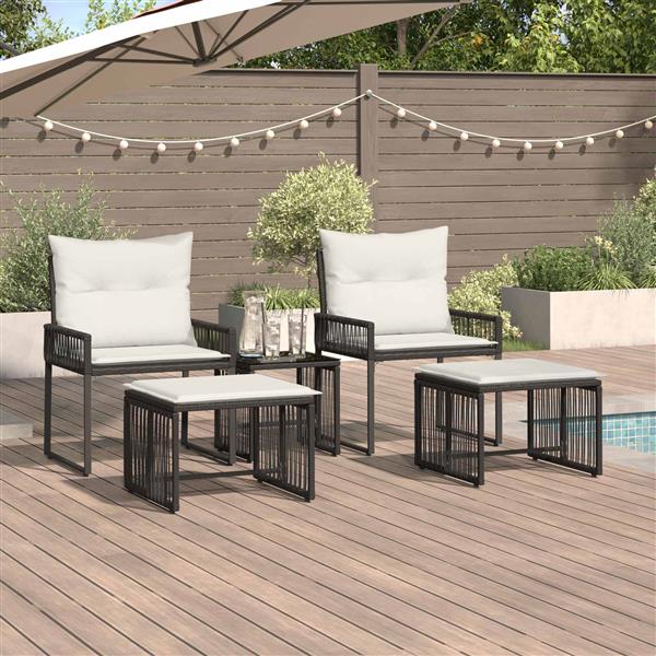 Grote foto vidaxl buitenmeubelset 11 pcs zwart en cream wit poly rattan tuin en terras tuinmeubelen