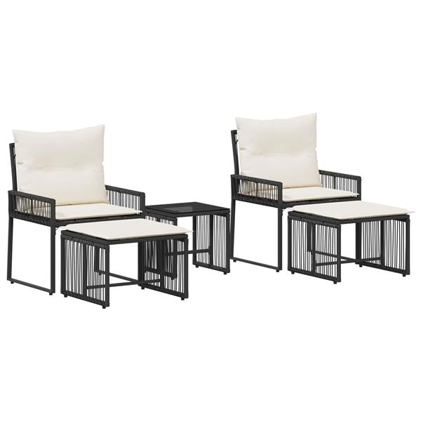 Grote foto vidaxl buitenmeubelset 11 pcs zwart en cream wit poly rattan tuin en terras tuinmeubelen