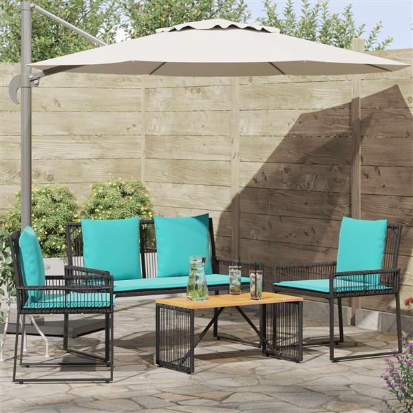 Grote foto vidaxl buitenmeubelset met kussen 9 pcs zwart en turquoise poly rattan tuin en terras tuinmeubelen