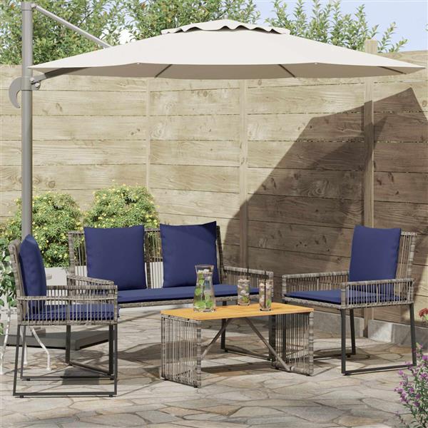 Grote foto vidaxl buitenmeubelset 9 pcs grijs en marineblauw poly rattan tuin en terras tuinmeubelen